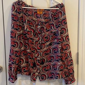 Tory Burch red and blue blouse size 8